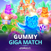 Gummy Giga Match cover with glossy candy pieces
